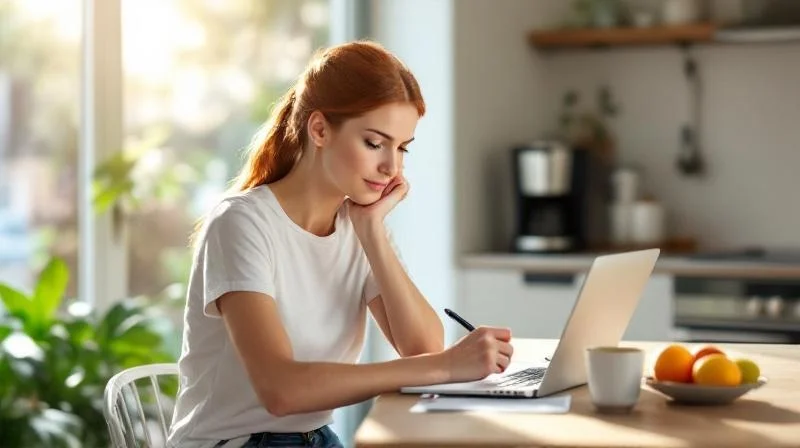 Teilnehmerin einer IHK-Weiterbildung am Laptop in Marl